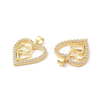 Латунные микропаве прозрачные подвески с фианитом ZIRC-L103-045G-1