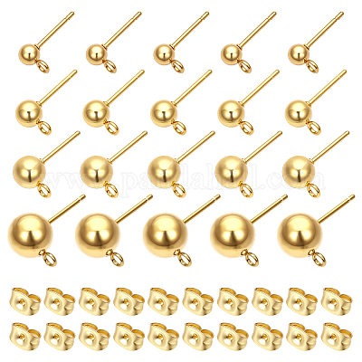 60 шт. 4 стиля фурнитуры для сережек-гвоздиков из нержавеющей стали 304 STAS-NB0001-99-1