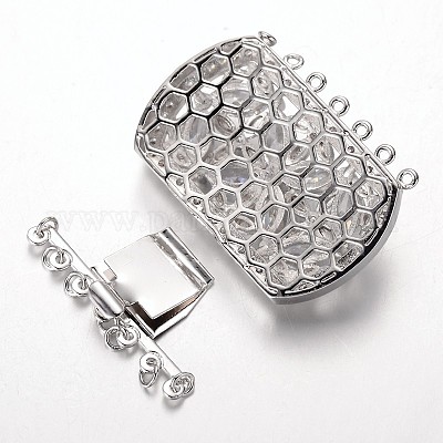 Латунь кубического циркония коробка застежками ZIRC-O020-08P-NR-1