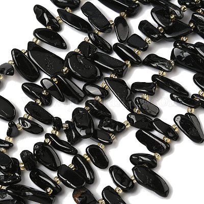 Натуральный черный турмалин бисер нитей&nbsp;G-Z130-A03-02-1