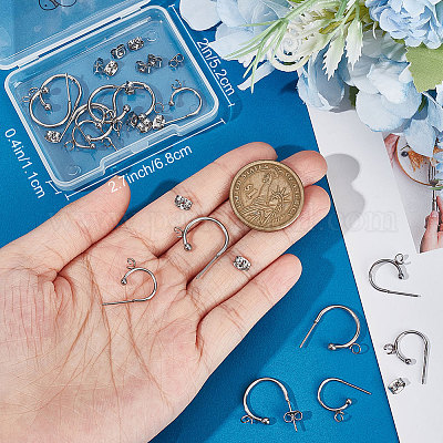 20 шт. 2 размера фурнитуры для сережек-полукольцов из нержавеющей стали 304 STAS-BBC0002-22-1