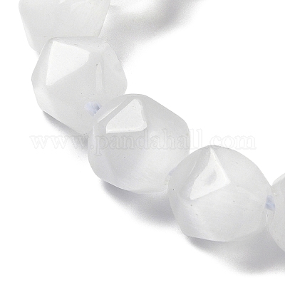 Нити белых бусин «кошачий глаз» G-Q169-E10-01-1