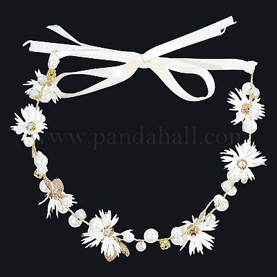 1 шт. простая повязка на голову ручной работы с хрустальными бусинами для невесты&nbsp;OHAR-CY0001-22-1