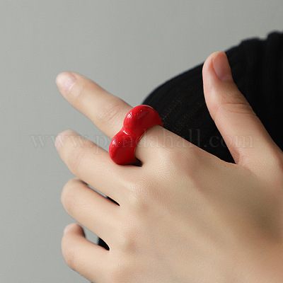 Кольца для пальцев из цинкового сплава с эмалью в форме сердца 3d FS-WG26371-07-1