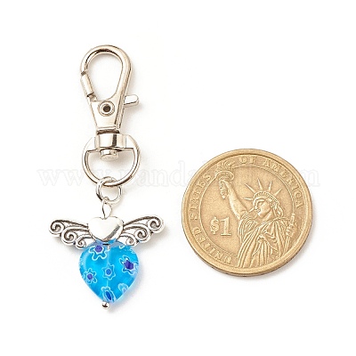 Подвесные украшения в виде крыльев сердца лэмпворк ручной работы HJEW-JM00688-1