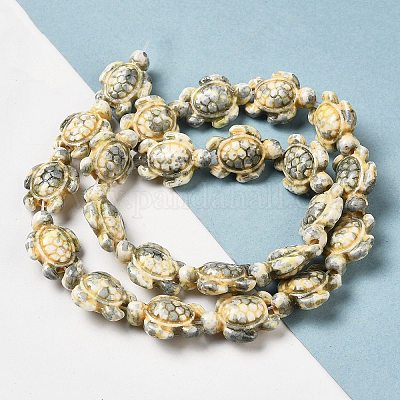 Нити из синтетических бирюзовых бусин G-P507-05E-1