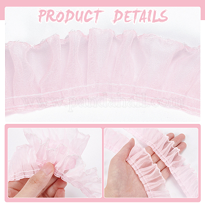 Dentelle Élastique Plissée Polyester - 3,8 Cm X 9,1 M, Blanc, Pour Couture, Décoration Mariage, Fêtes - 5