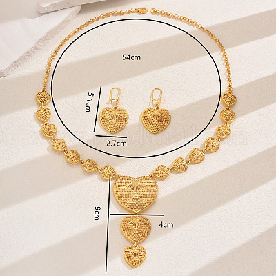 Элегантные комплекты из ожерелья и серег с полым сердцем в ближневосточном сплаве для женщин AK4437-1