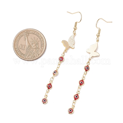 Комплекты из серег и ожерелий ручной работы с элементами лэмпворка от сглаза и латунной фурнитурой SJEW-JS01350-01-1