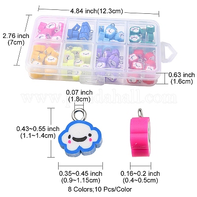 80шт 8 цвета подвески из полимерной глины ручной работы CLAY-YW0001-74-1