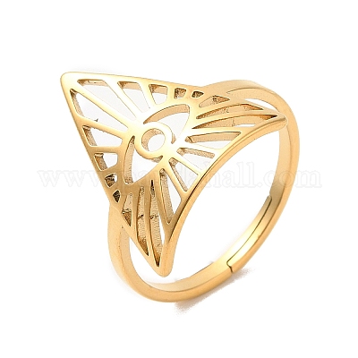 Ионное покрытие (ip) треугольник из нержавеющей стали 304 с регулируемым кольцом в форме конского глаза для женщин RJEW-M149-10G-1