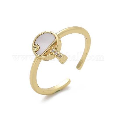 Латунные кольца-манжеты с микропаве и прозрачным цирконием для женщин RJEW-C126-08G-1