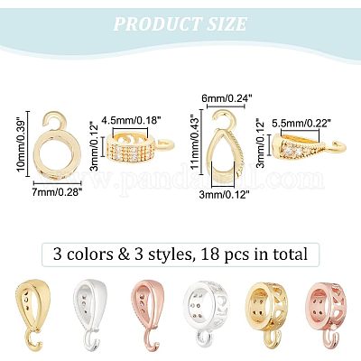 18 шт. 6 стильных латунных трубчатых держателя со стразами FIND-NB0003-06-1