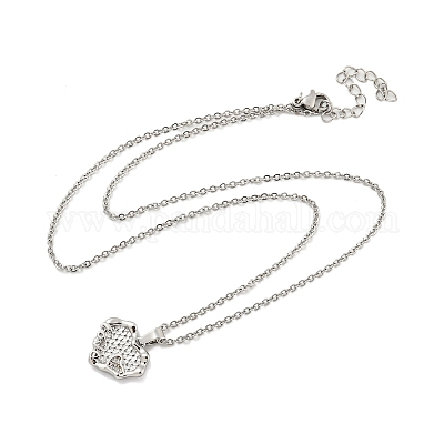 Сердце латунь микро паве прозрачный кубический цирконий для женщин NJEW-B100-07P-1