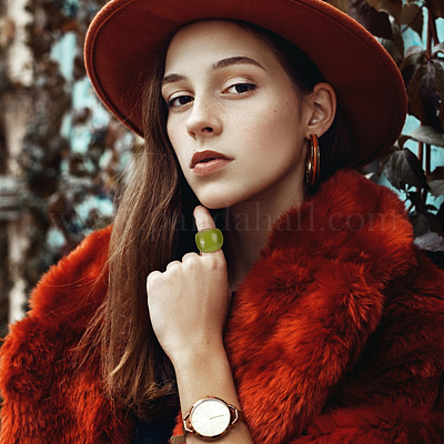 4 шт. набор из 4-х цветных колец из смолы с широким куполом для женщин RJEW-AN0001-10-1