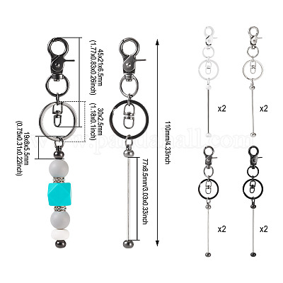 8 Stück 4-Farben-Legierung Beadable Bar Schlüsselanhänger für DIY Handwerk Schmuckherstellung&nbsp;KEYC-TA0001-36-1