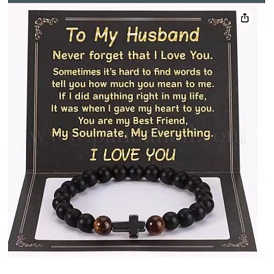 Крест натуральный тигровый глаз и матовый черный обсидиан круглые бусины эластичные браслеты для мужчин и женщин&nbsp;WG92FBF-11-1