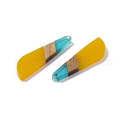 Большие подвески из прозрачной смолы и орехового дерева RESI-M027-07F-1