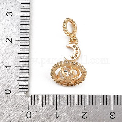 Европейские подвески с микропаве из латуни и прозрачными кубическими циркониями KK-K407-06P-1