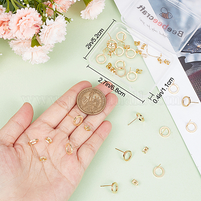 Wholesale Beebeecraft 1 Box 40Pcs Circle Stud Earring 18K Gold Plated  Geometry Round Hollow Out Studs Earring with Ear Nuts for Women Earring  Making Supplies 