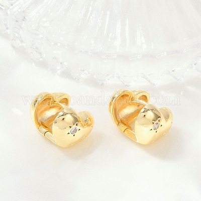 Серьги-кольца из латуни с прозрачным фианитом EJEW-Q016-07G-1