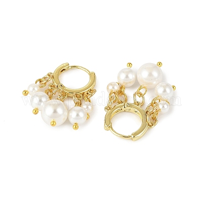 Круглые серьги-люстры с жемчужными бусинами EJEW-JE06354-1