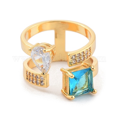 Открытые манжеты из латуни с фианитами RJEW-B053-02-1