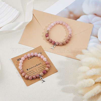 2шт. браслеты с подвесками из сплава и лентой для повышения осведомленности BJEW-DC0001-13-1