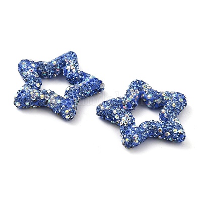 Звездообразные полимерные глиняные бусины со стразами CLAY-NH0001-06H-1