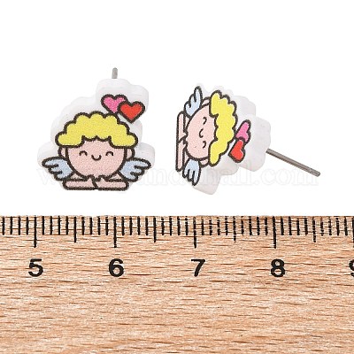 Деревянные серьги-гвоздики EJEW-M063-01E-1