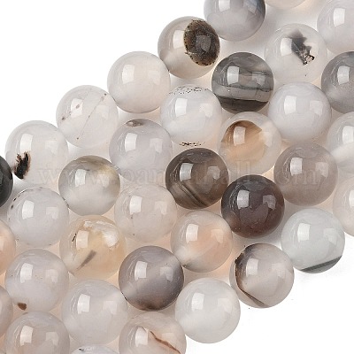 Нити из натурального дендритного агата G-C011-10mm-01-1