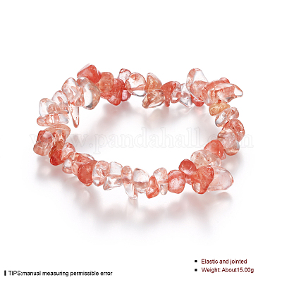 チェリー石英ガラスチップはブレスレットを伸ばします&nbsp;BJEW-BB16534-G-1