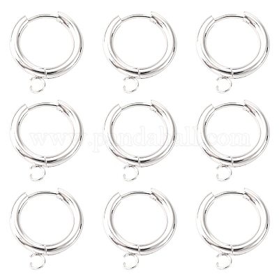 201 фурнитура для сережек-колец Huggie Hoop из нержавеющей стали STAS-P283-01D-S-1