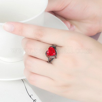 Кольца для пальцев в форме сердца из латуни с микропаве из кубического циркония FS-WG4D14B-04-1