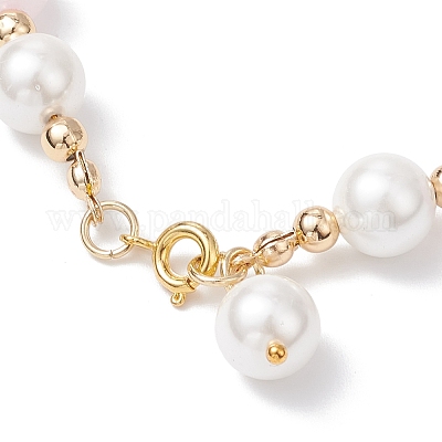 3 шт. 3 стильных браслета из круглых бусин из ракушечного жемчуга и натуральных и синтетических смешанных драгоценных камней для женщин BJEW-JB12502-1