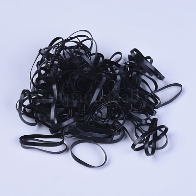 使い捨て弾性ヘアゴムバンド ブラック 2x0.4mm 内径：20mm 約500個/箱