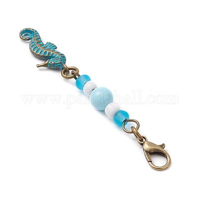 Подвеска с подвесками и стеклянными бусинами на морскую тематику HJEW-JM03158-04-1