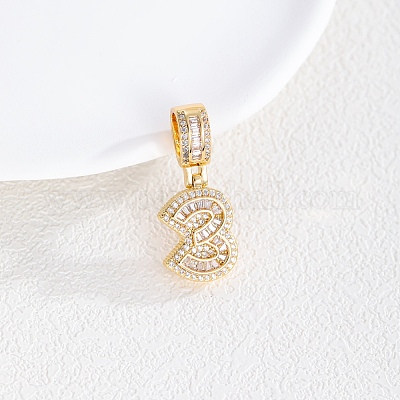 Европейские подвески из латуни с прозрачным кубическим цирконием KK-R003-01G-03-1