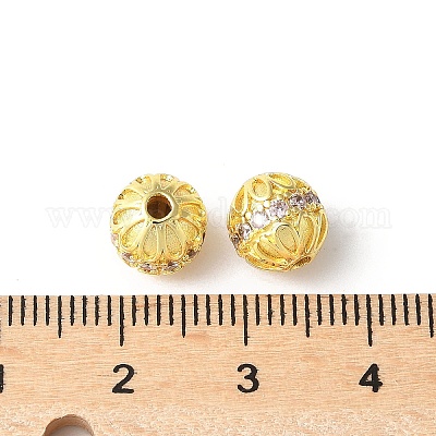 Латунные микро проложить кубического циркония бусы KK-U067-05G-1