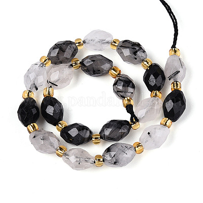 Натуральные турмализированные кварцевые бусинки G-N342-53-8x6-02-1