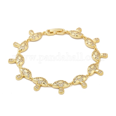 Браслеты из грибовидной латуни с микропаве из прозрачных кубических цирконий для женщин BJEW-Z126-04G-1