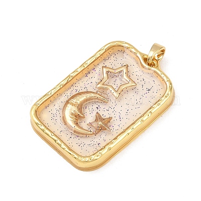 Подвески из прозрачной эпоксидной смолы из латуни KK-B163-01G-01-1