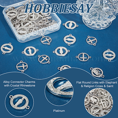 60 шт. 3 стиля подвески-соединители из сплава с кристаллами и стразами FIND-HY0002-57-1