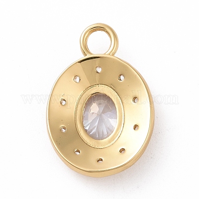 Кулоны из экологически чистой латуни с микропаве и кубическим цирконием KK-D079-23G-01-1