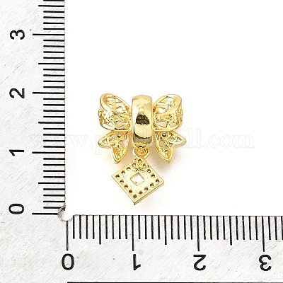 Бант и ромб латунные микропаве прозрачные кубические цирконии европейские бусины KK-V008-35G-1