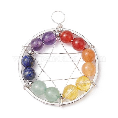 Подвески из медной проволоки с драгоценными камнями PALLOY-JF02305-02-1