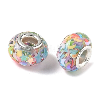 Прозрачные европейские бусины-рондель из смолы RESI-S023-04-1