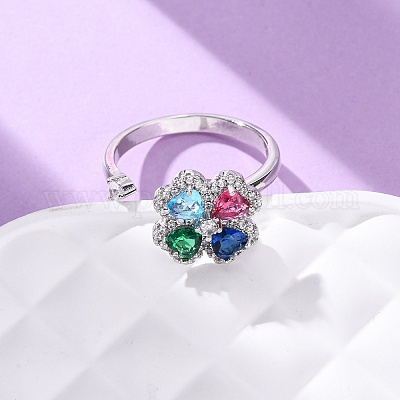 Вращающиеся манжеты из латуни с микропаве из кубического циркония для женщин RJEW-M099-01P-1