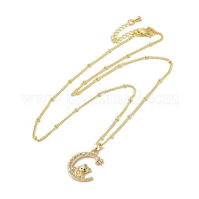 Ожерелья с подвесками из латуни с прозрачным фианитом и прозрачным фианитом NJEW-K269-05G-01-1