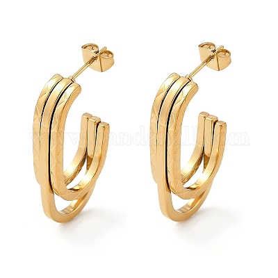 Серьги-гвоздики из нержавеющей стали 304 EJEW-G423-33E-G-1